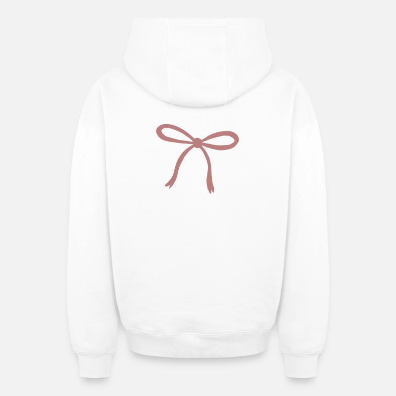 Imprimé ruban rose - Sweat à capuche unisexe zippé oversize épais SPREAD - blanc