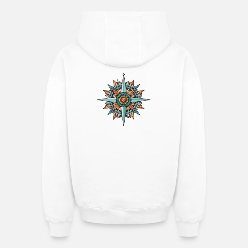 Voyage à la boussole - Sweat à capuche unisexe zippé oversize épais SPREAD - blanc