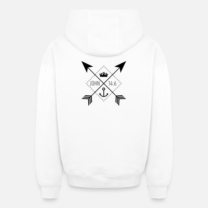Signe Jean 14:6 - Sweat à capuche unisexe zippé oversize épais SPREAD - blanc