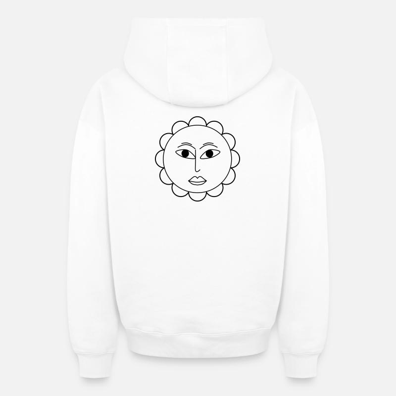Fleur simple - Sweat à capuche unisexe zippé oversize épais SPREAD - blanc