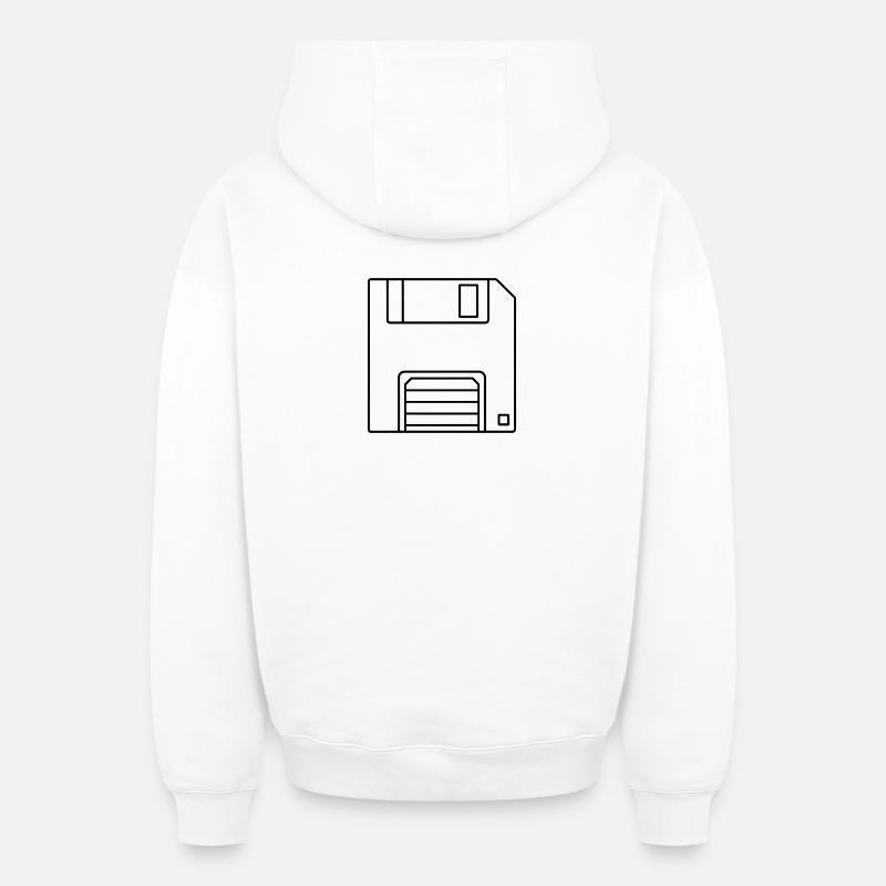 disquette - Sweat à capuche unisexe zippé oversize épais SPREAD - blanc