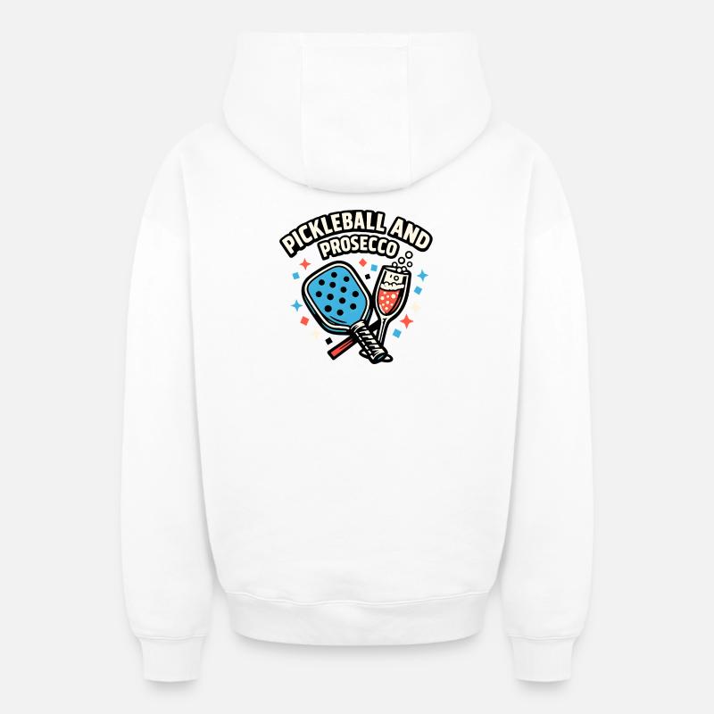 Pickleball Prosecco Fusion - Sweat à capuche unisexe zippé oversize épais SPREAD - blanc