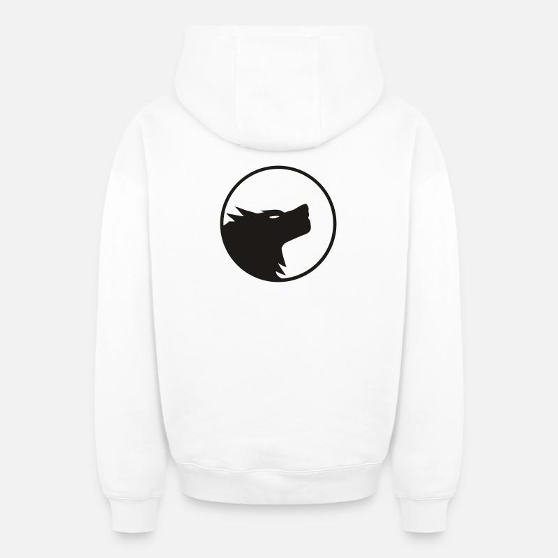 wolf - Sweat à capuche unisexe zippé oversize épais SPREAD - blanc