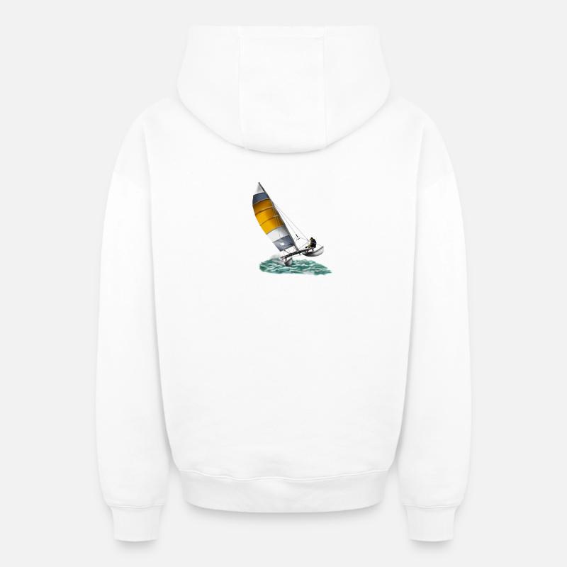 catamaran - Sweat à capuche unisexe zippé oversize épais SPREAD - blanc