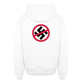 Gegen Nazis - Oversized Heavyweight Unisex Zip Hoodie - Weiß - Hinten - AI Model Male 178 light (178cm)