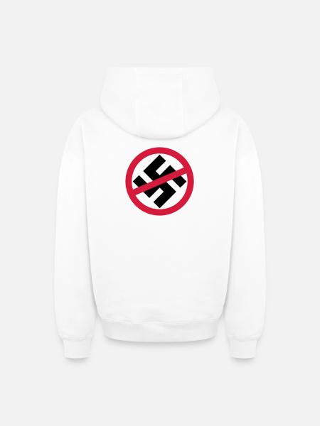 Gegen Nazis - Oversized Heavyweight Unisex Zip Hoodie - Weiß