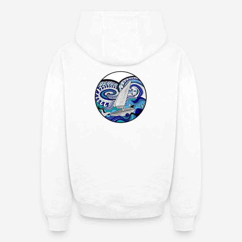 Windsurfing - Sweat à capuche unisexe zippé oversize épais SPREAD - blanc