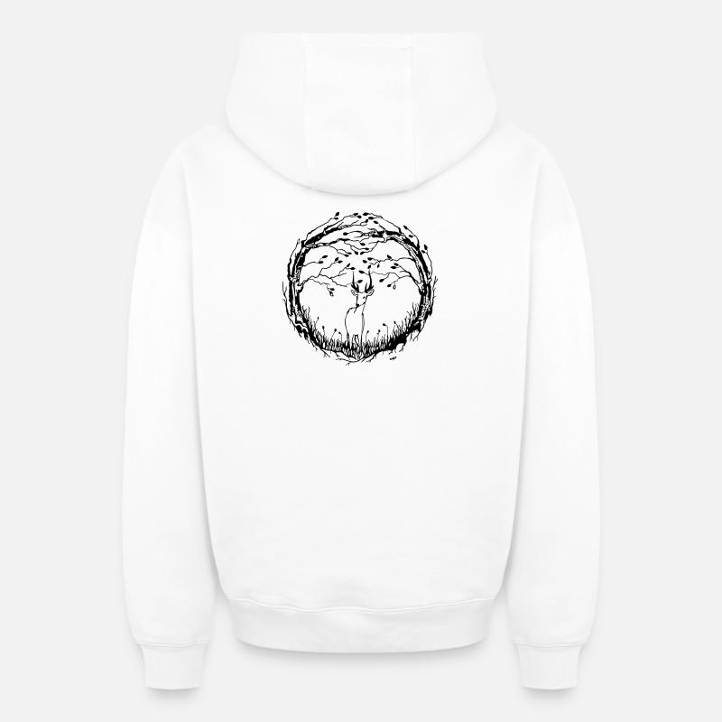 La forêt - Sweat à capuche unisexe zippé oversize épais SPREAD - blanc