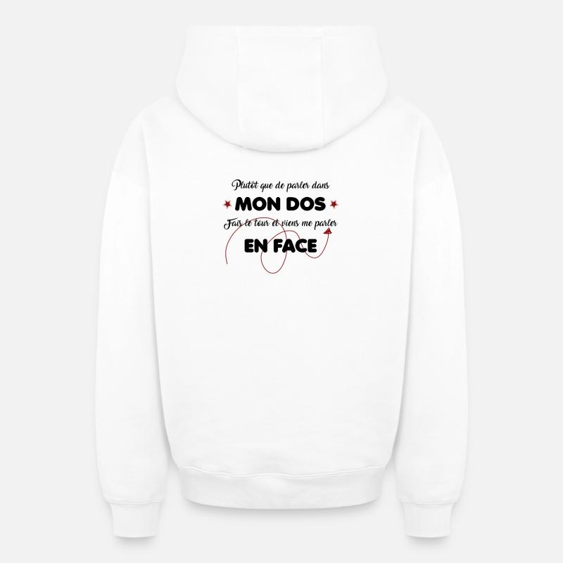 FAUX CUL !!  - Sweat à capuche unisexe zippé oversize épais SPREAD - blanc