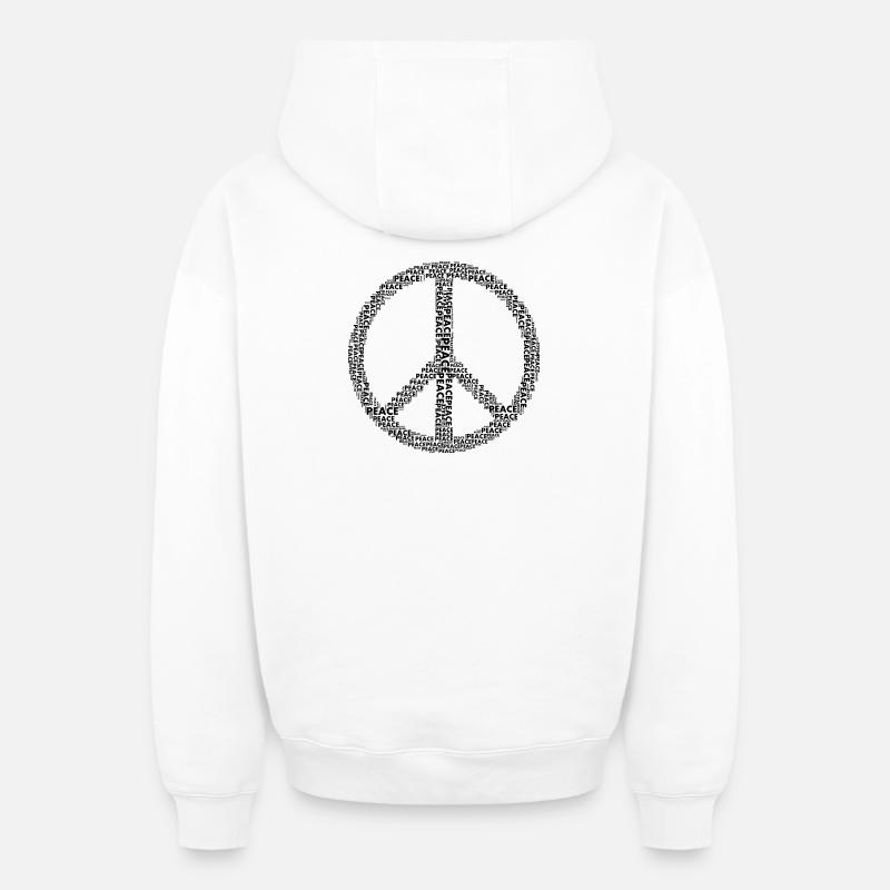 Paix Symbole de la paix - Sweat à capuche unisexe zippé oversize épais SPREAD - blanc