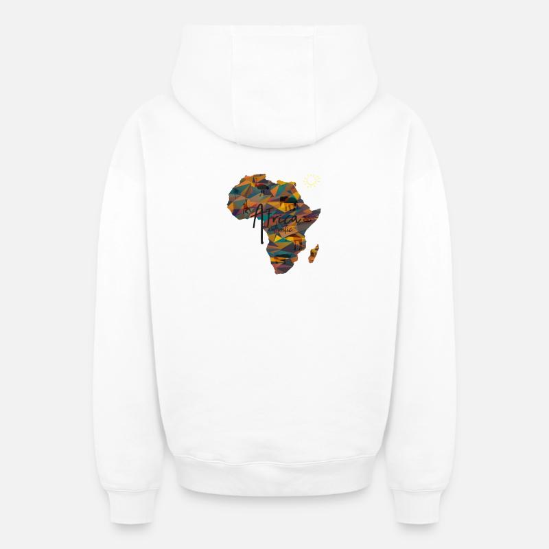Afrique Continent - Sweat à capuche unisexe zippé oversize épais SPREAD - blanc
