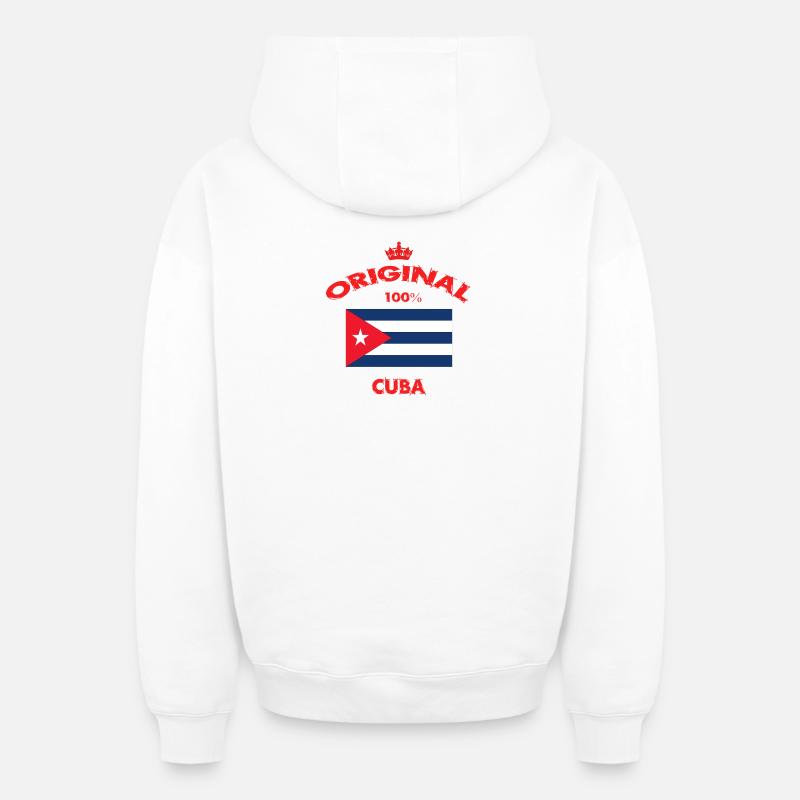Cuba Original / Cadeau - Sweat à capuche unisexe zippé oversize épais SPREAD - blanc