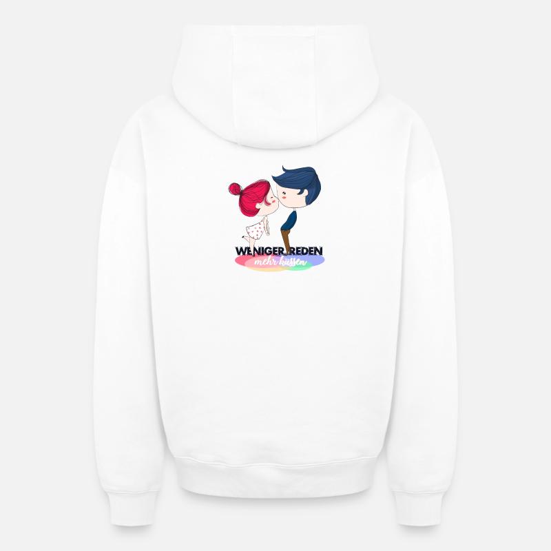 parle moins - baiser - Sweat à capuche unisexe zippé oversize épais SPREAD - blanc