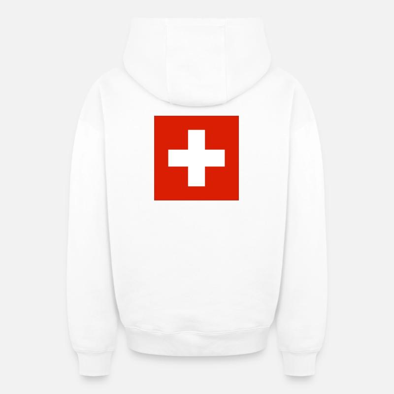Suisse - Sweat à capuche unisexe zippé oversize épais SPREAD - blanc