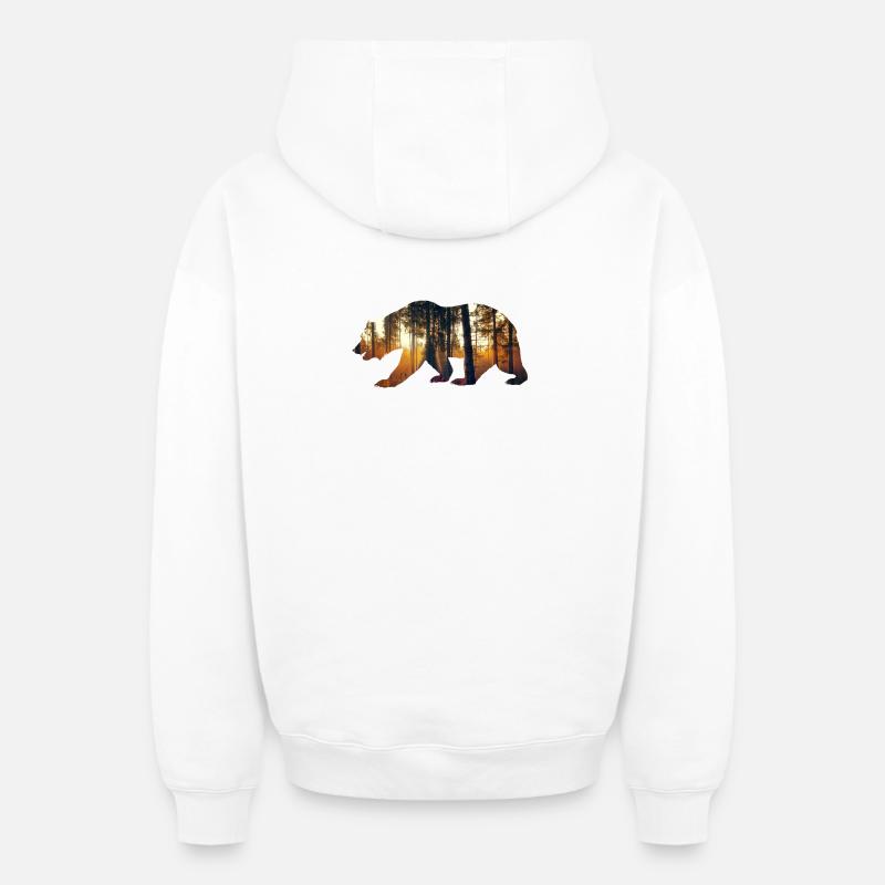 Ours - Sweat à capuche unisexe zippé oversize épais SPREAD - blanc