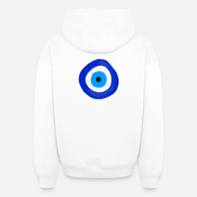 Œil Orbite Bleue Résumé - Sweat à capuche unisexe zippé oversize épais SPREAD - blanc