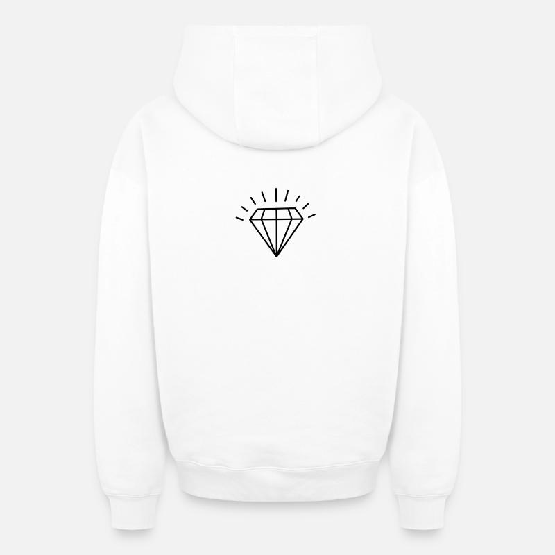 Diamant Brilliant Style de bijoux - Sweat à capuche unisexe zippé oversize épais SPREAD - blanc