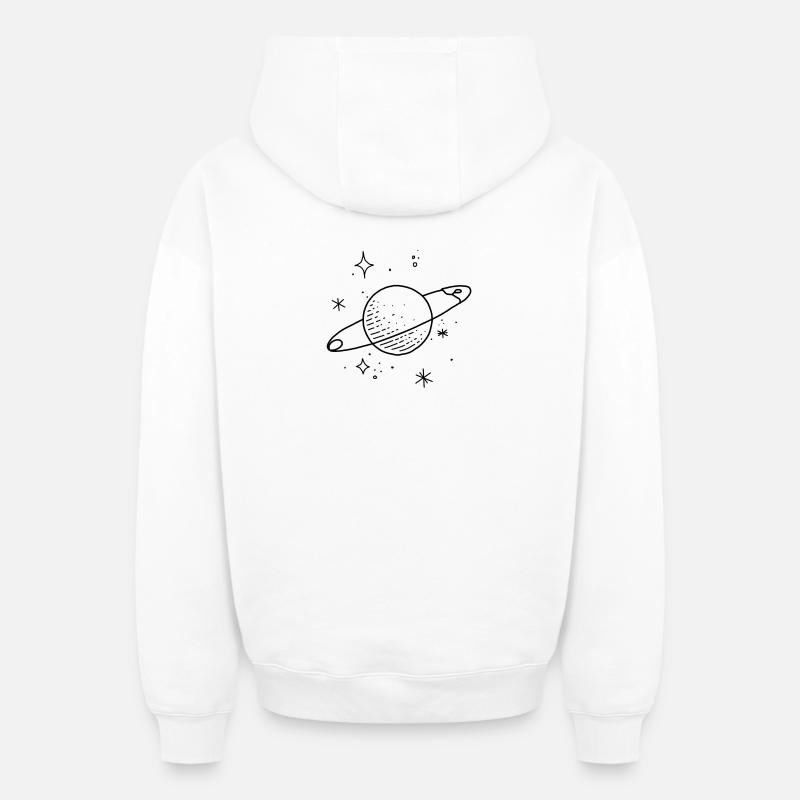 Planètes de l’espace - Sweat à capuche unisexe zippé oversize épais SPREAD - blanc