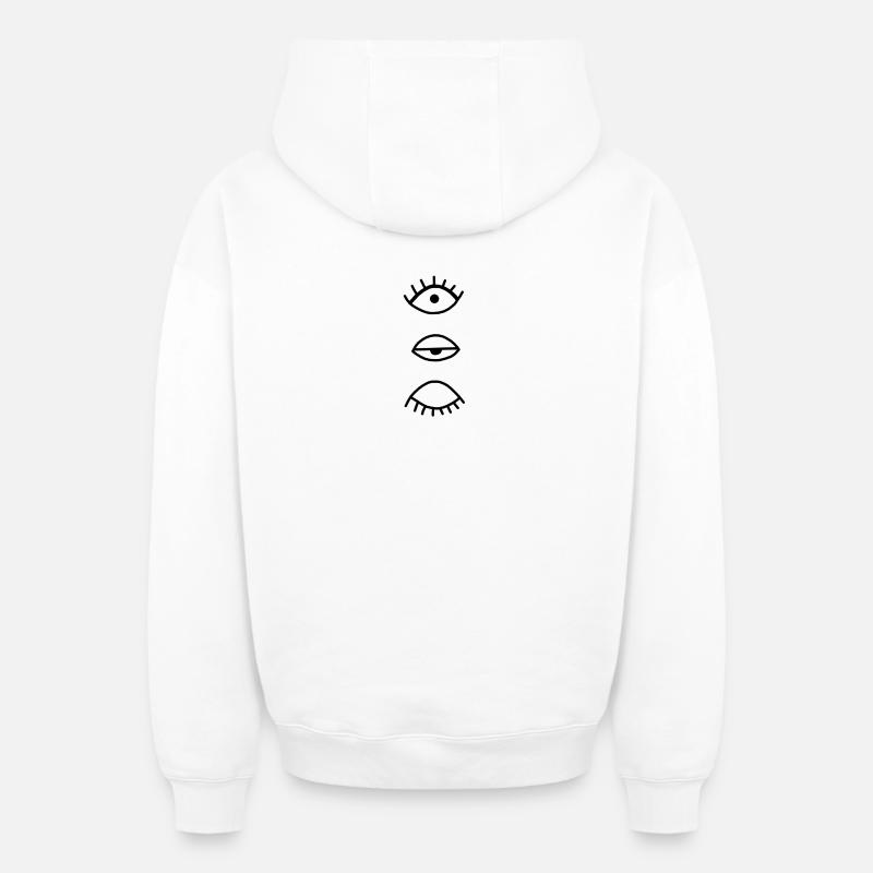 œil - Sweat à capuche unisexe zippé oversize épais SPREAD - blanc