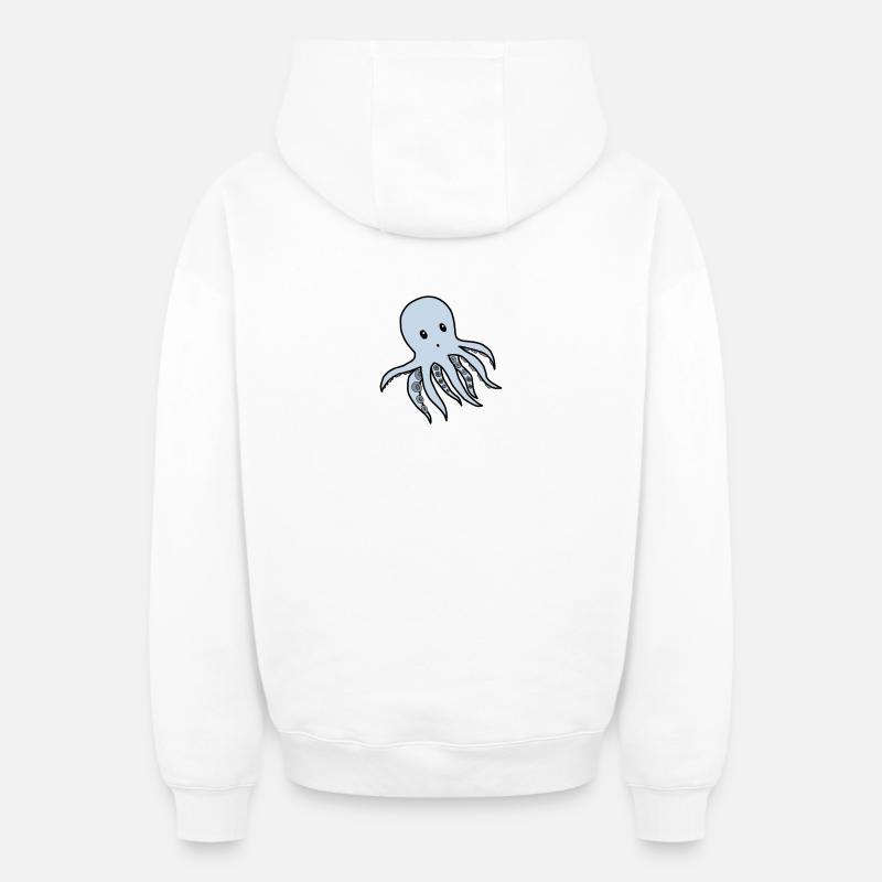 poulpe - Sweat à capuche unisexe zippé oversize épais SPREAD - blanc