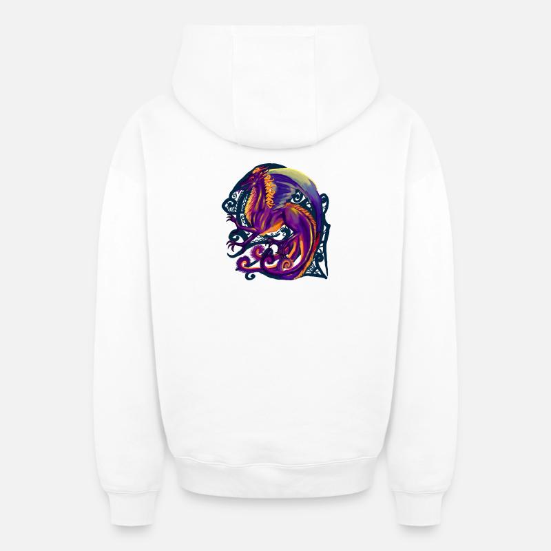 dragon - Sweat à capuche unisexe zippé oversize épais SPREAD - blanc
