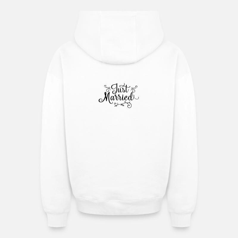 Just Married - Sweat à capuche unisexe zippé oversize épais SPREAD - blanc