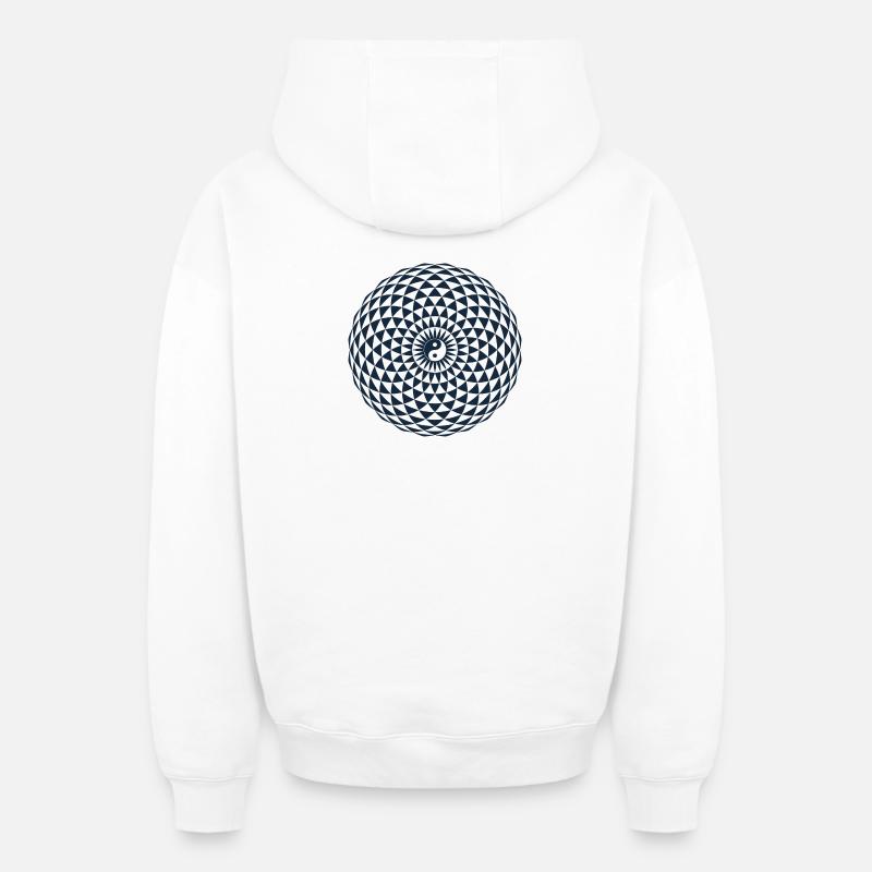 Torus, Géométrie Sacrée - Sweat à capuche unisexe zippé oversize épais SPREAD - blanc