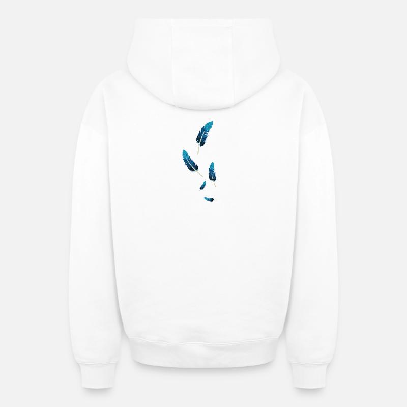 Plumes - Sweat à capuche unisexe zippé oversize épais SPREAD - blanc