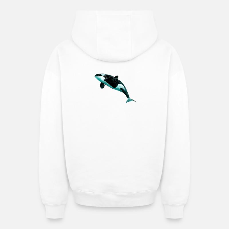Orca - Sweat à capuche unisexe zippé oversize épais SPREAD - blanc