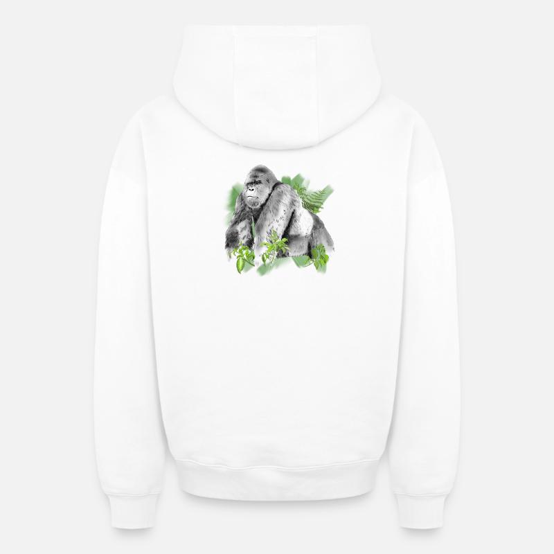 Gorilla - Sweat à capuche unisexe zippé oversize épais SPREAD - blanc