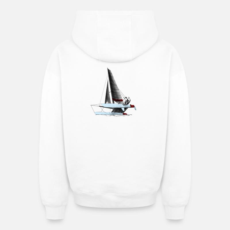 catamaran - Sweat à capuche unisexe zippé oversize épais SPREAD - blanc