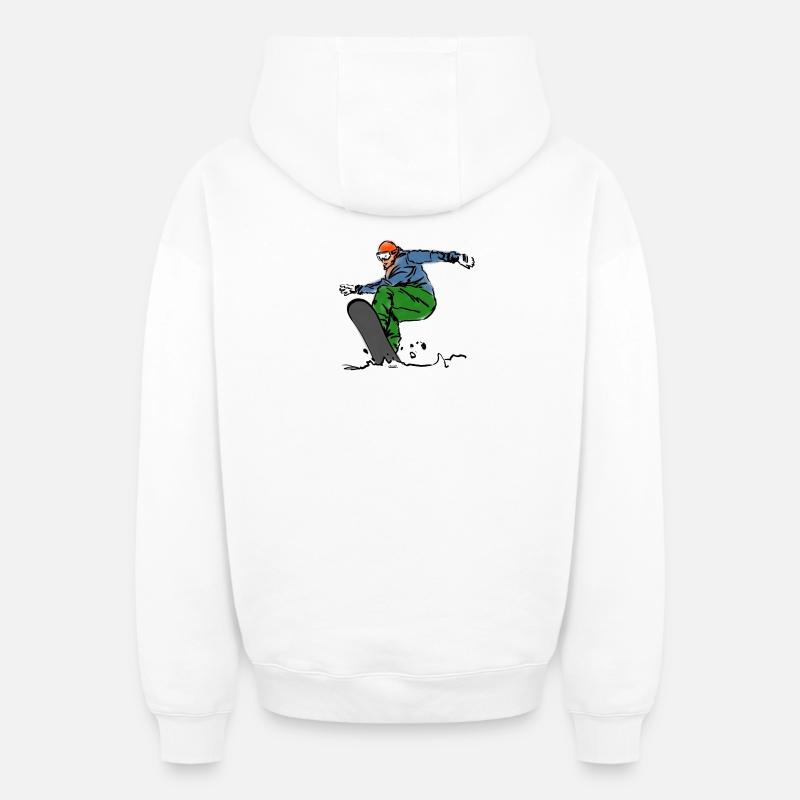 snowboarder - Sweat à capuche unisexe zippé oversize épais SPREAD - blanc