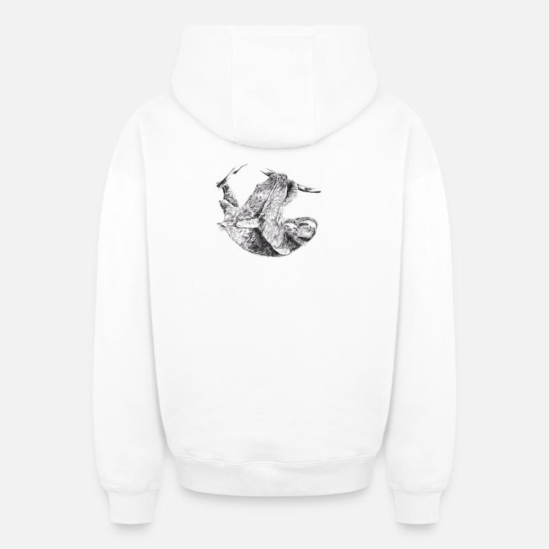Sloth - Sweat à capuche unisexe zippé oversize épais SPREAD - blanc