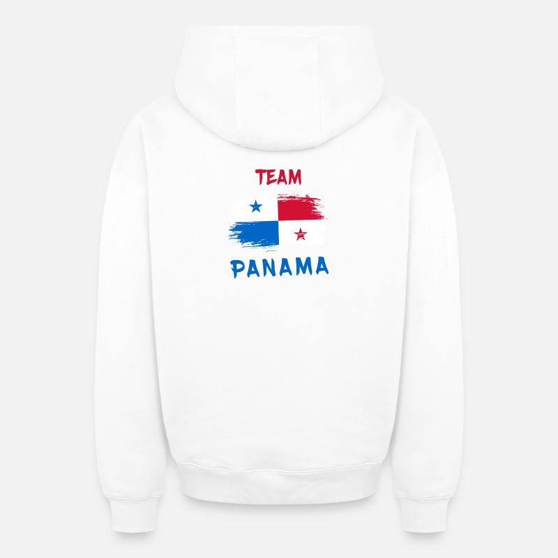 Équipe Panama / Drapeau - Sweat à capuche unisexe zippé oversize épais SPREAD - blanc