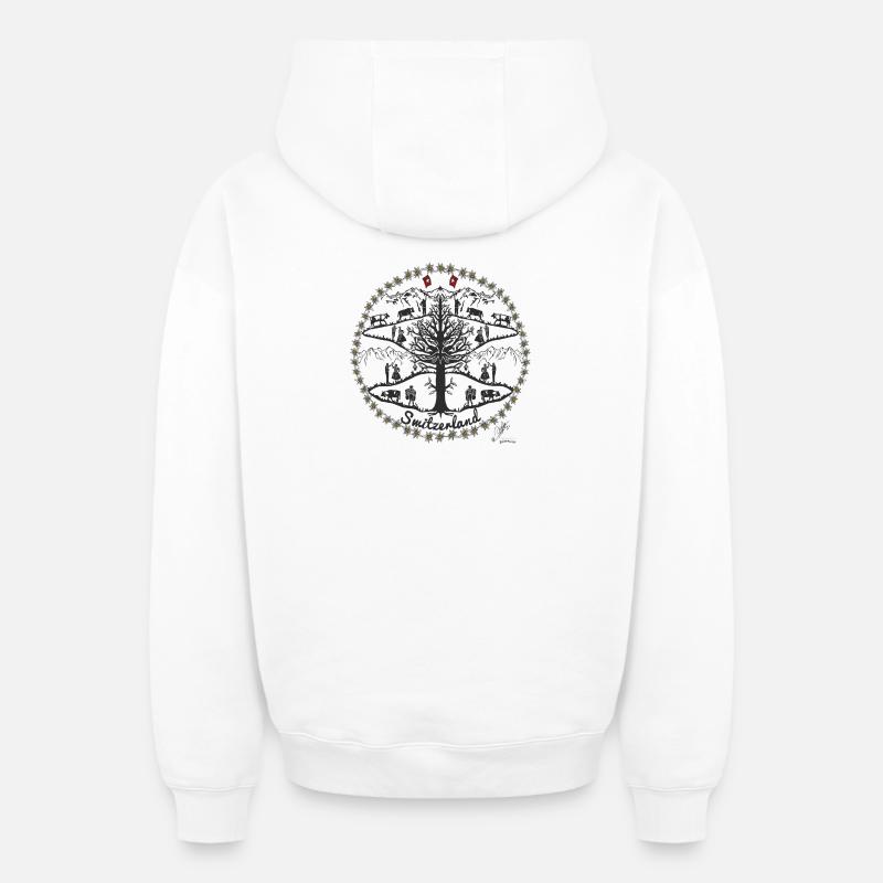 Danse Suisse - Sweat à capuche unisexe zippé oversize épais SPREAD - blanc