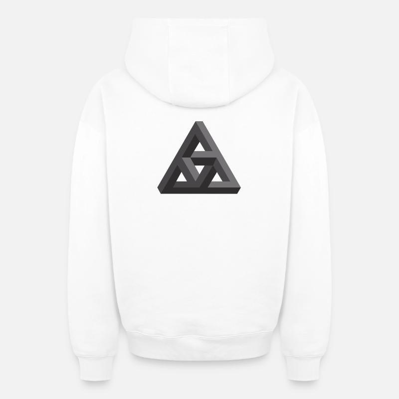 Abstract Geometry Pattern in Gray - Oversized Heavyweight Unisex Zip Hoodie - white