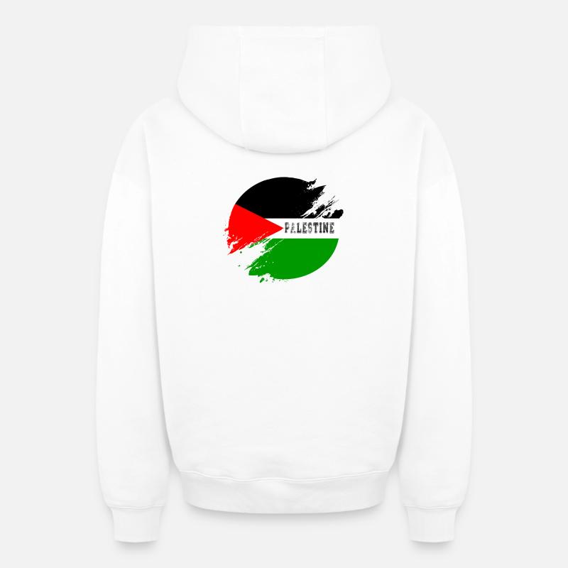 District de Palestine - Sweat à capuche unisexe zippé oversize épais SPREAD - blanc