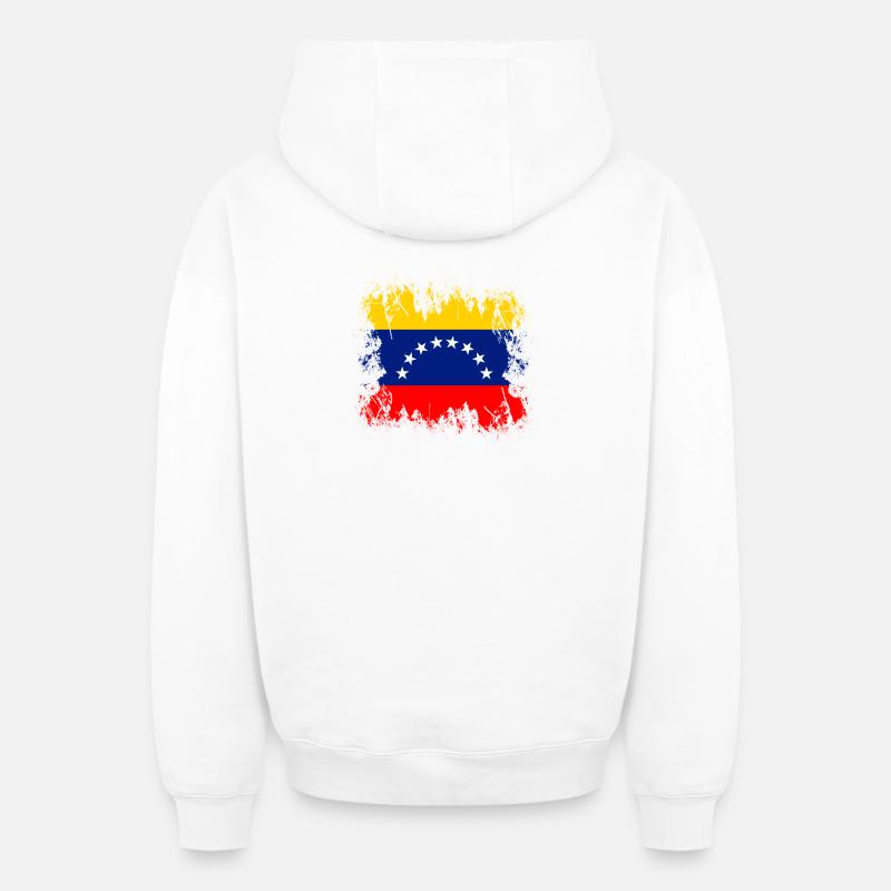 Venezuela (Venezuela) - Sweat à capuche unisexe zippé oversize épais SPREAD - blanc
