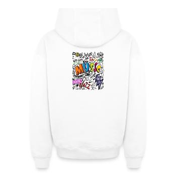 Musique rock hip hip jazz pop musique reggae hard rock - Sweat à capuche unisexe zippé oversize épais SPREAD - blanc - Dos - AI Model Male 178 light (178cm)