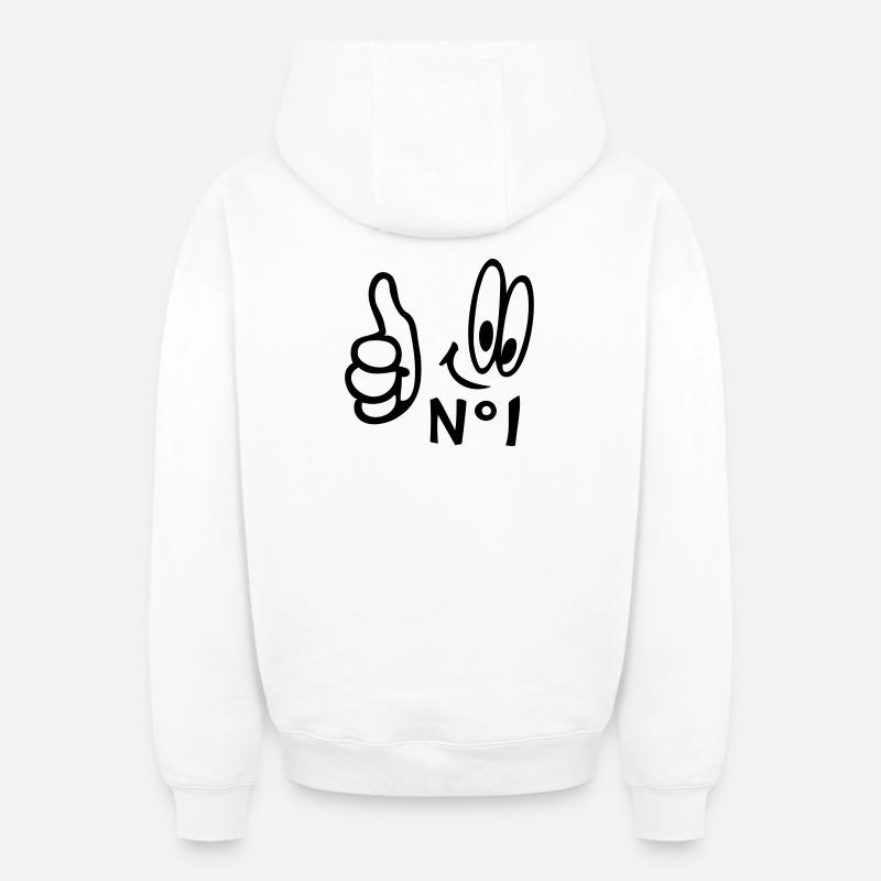 Number One, Comic - Sweat à capuche unisexe zippé oversize épais SPREAD - blanc