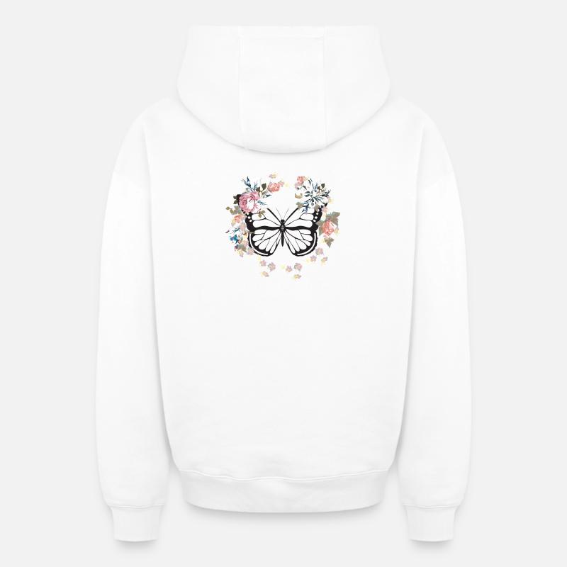 papillon - Sweat à capuche unisexe zippé oversize épais SPREAD - blanc