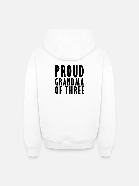 Fière grand-mère de 3 - Sweat à capuche unisexe zippé oversize épais SPREAD - blanc