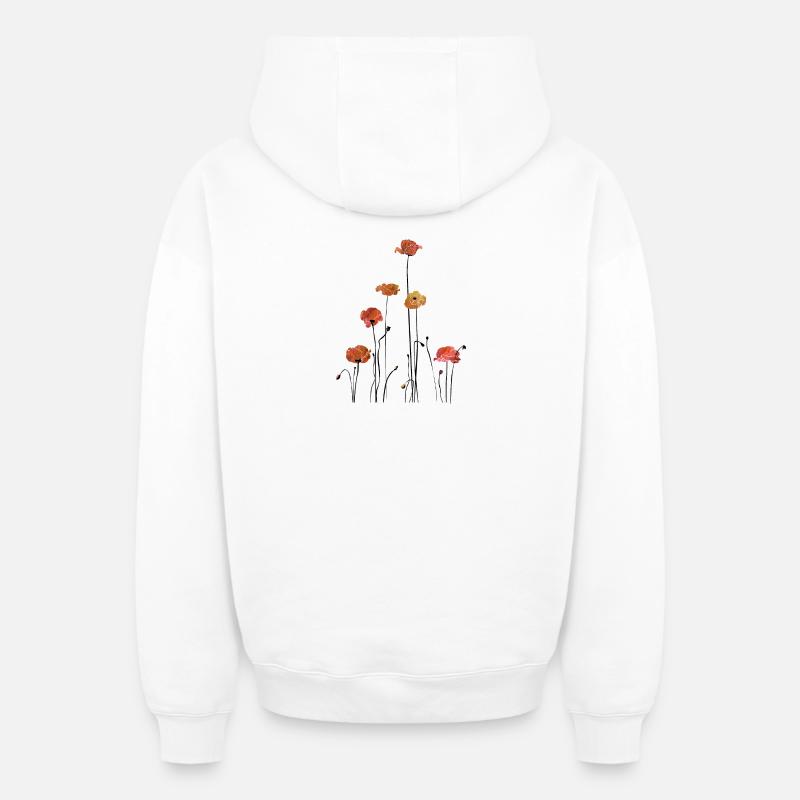 Pavot de maïs pavot - Sweat à capuche unisexe zippé oversize épais SPREAD - blanc