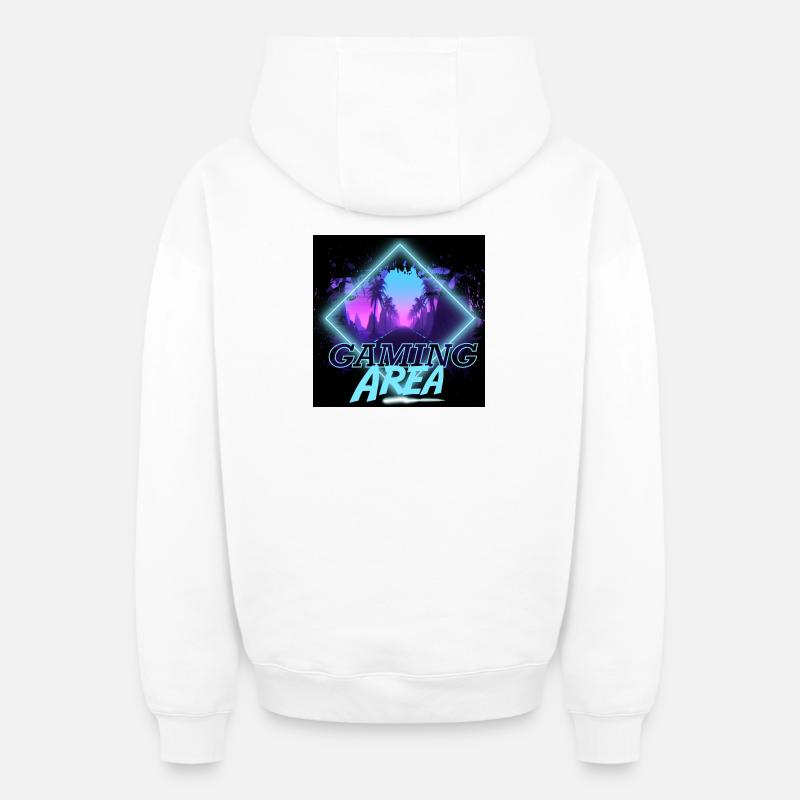 Gaming Area - Sweat à capuche unisexe zippé oversize épais SPREAD - blanc