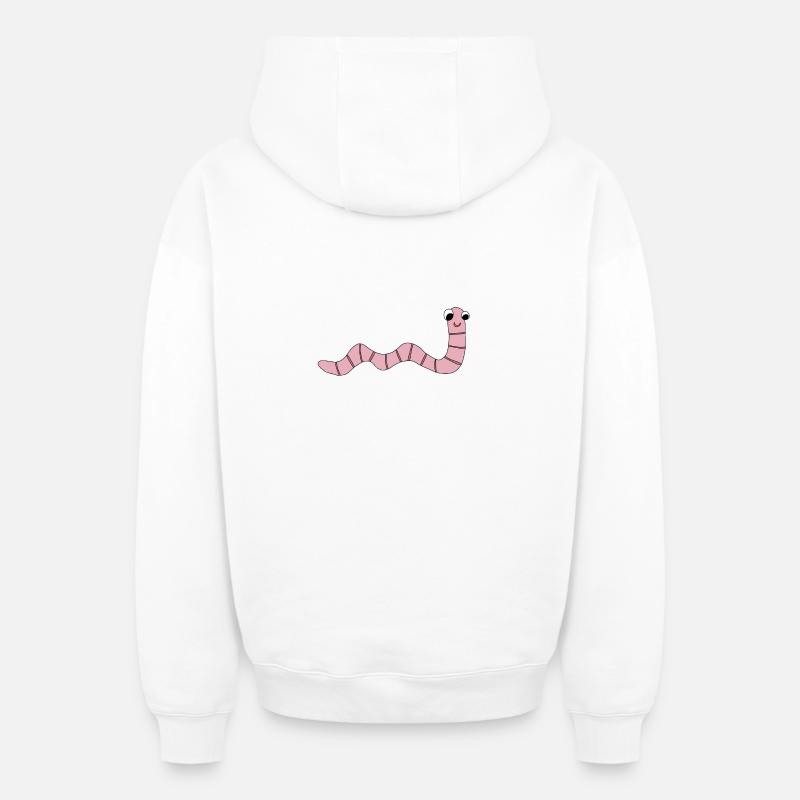 Ver de terre *** vierge - Sweat à capuche unisexe zippé oversize épais SPREAD - blanc
