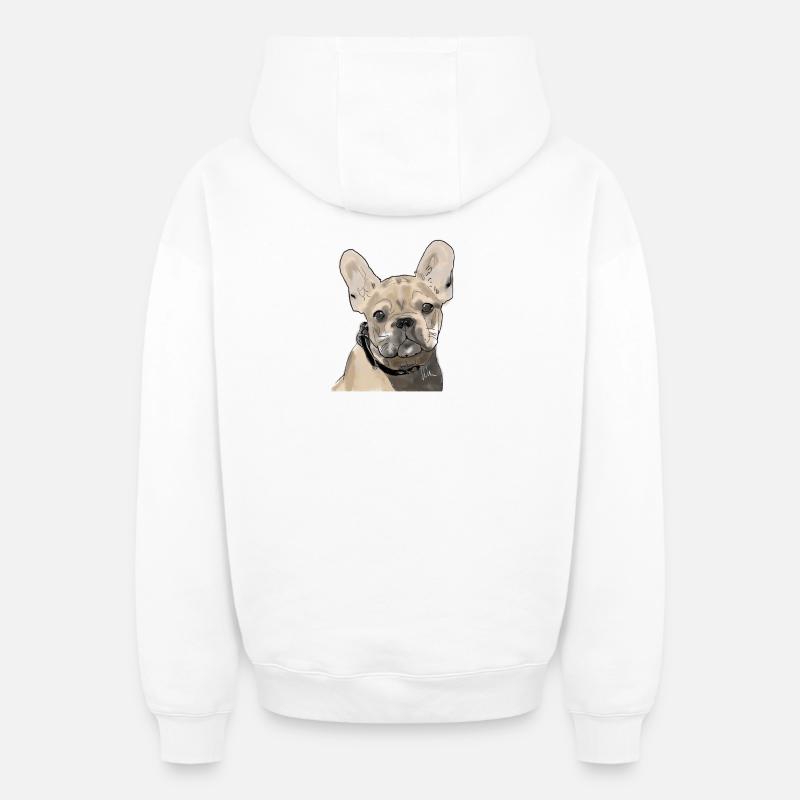 Français Bulldog - Sweat à capuche unisexe zippé oversize épais SPREAD - blanc