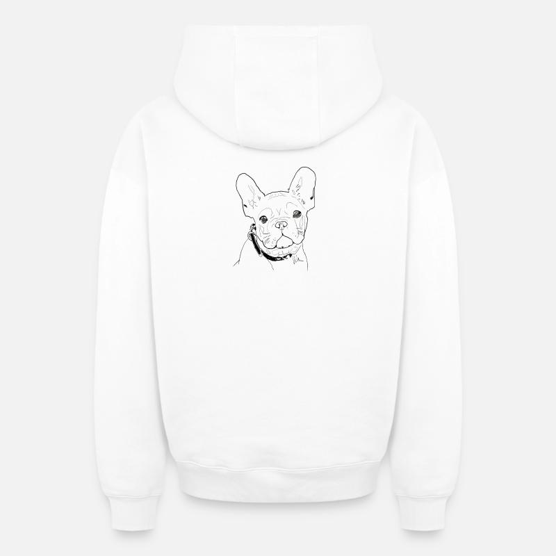 Français Bulldog - Sweat à capuche unisexe zippé oversize épais SPREAD - blanc