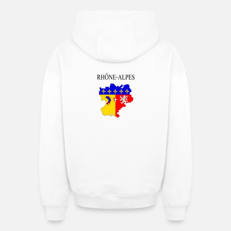 Rhône-alpes - Sweat à capuche unisexe zippé oversize épais SPREAD - blanc