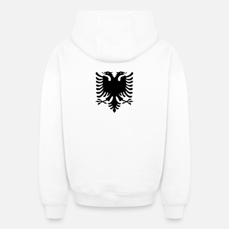 Shqiponja - Sweat à capuche unisexe zippé oversize épais SPREAD - blanc