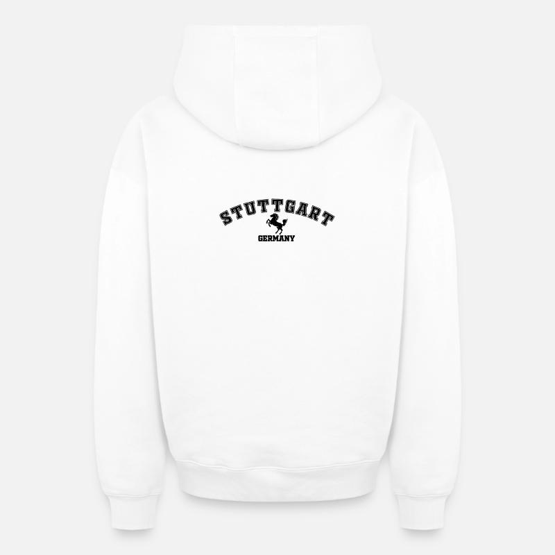 Stuttgart Germany - Sweat à capuche unisexe zippé oversize épais SPREAD - blanc